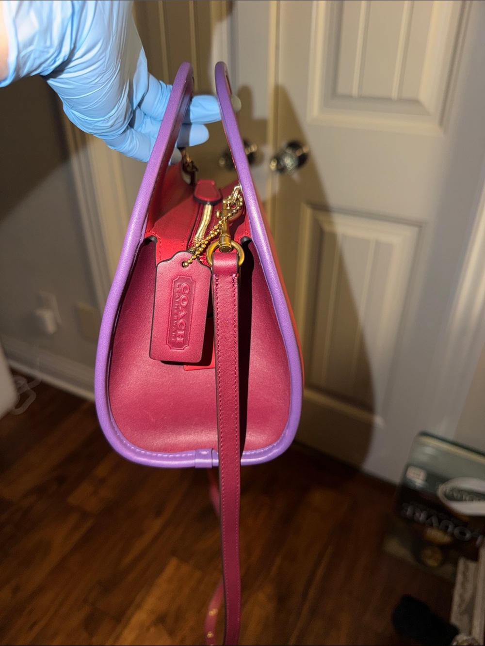 Coach Zip Dome Crossbody Bag Multi color (Red & Purple) - Picture 7 of 13